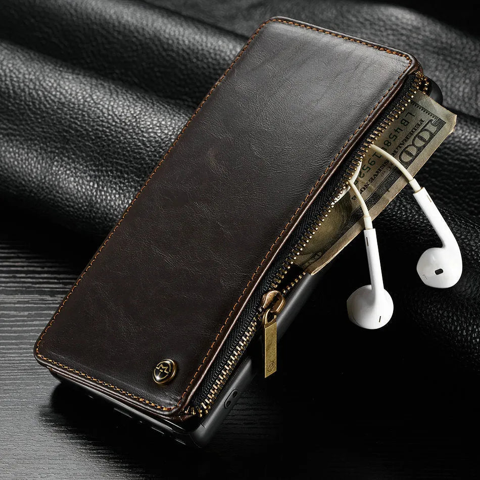 Samsung Galaxy Note 9 flip wallet case in PU leather with card slots and magnetic closure
