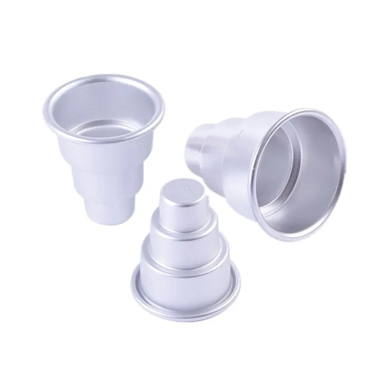 Silver aluminium alloy three-layer cake mould for fondant baking with large medium small size options