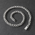 Men's titanium steel keel chain necklace with geometric twist design in antique silver finish