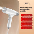 Blue handheld garment steamer with mechanical controls and compact design for portable clothes care