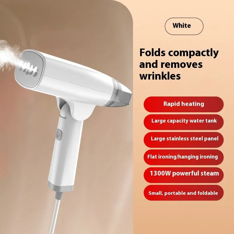 Blue handheld garment steamer with mechanical controls and compact design for portable clothes care