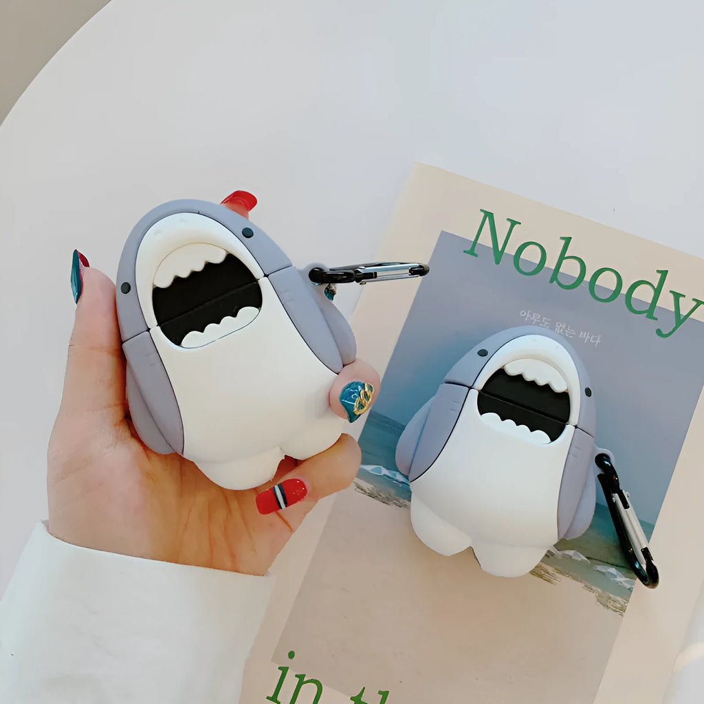 Shark design silicone protective cover for Apple AirPods 1 and 2 charging case