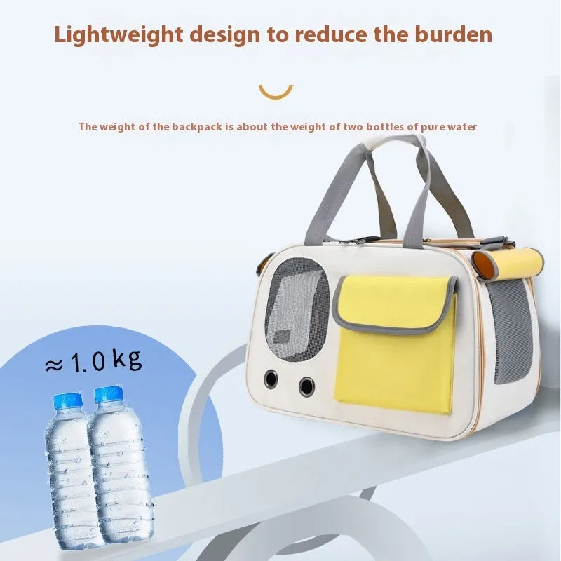 Large foldable single shoulder pet carrier bag in canvas material.