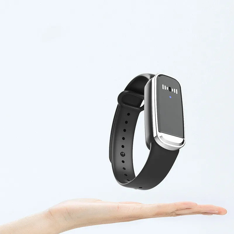 Black and white ultrasonic mosquito repellent bracelet with USB charging cable