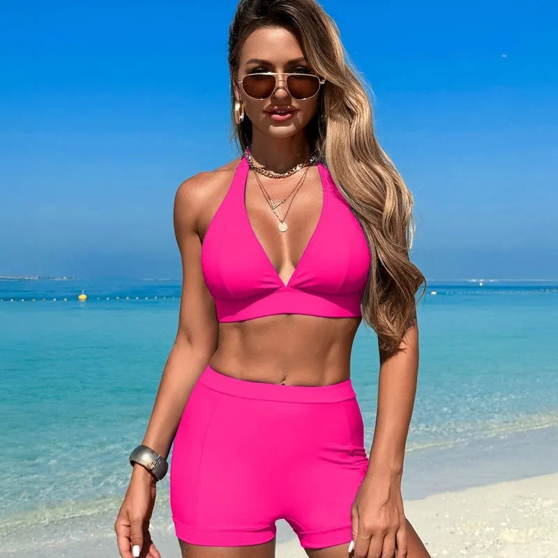 Women's split bikini swimsuit in nylon fabric with polyester lining