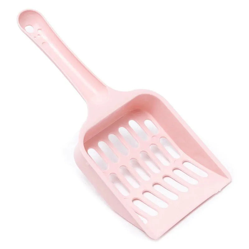Blue plastic cat litter scoop shown on a white background.