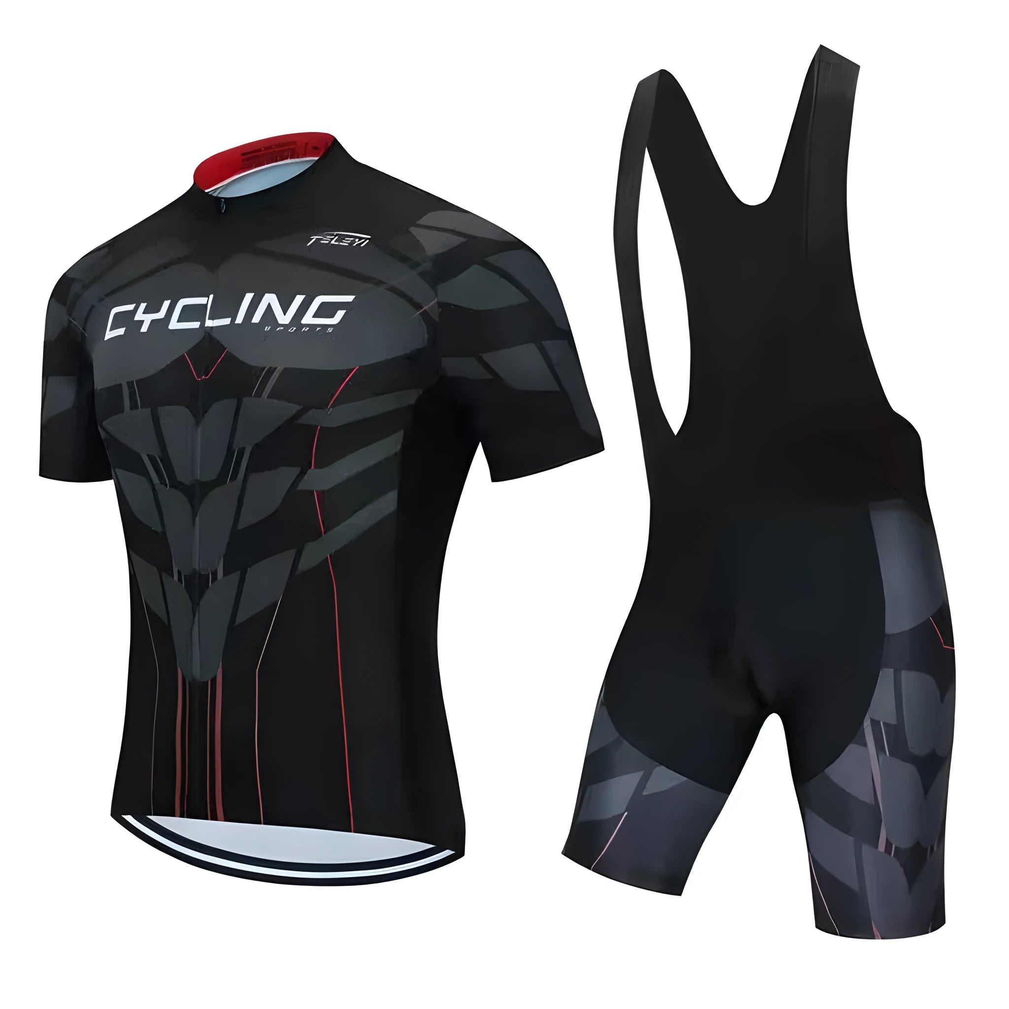 Cycling jersey and pants set for summer riding with moisture management properties