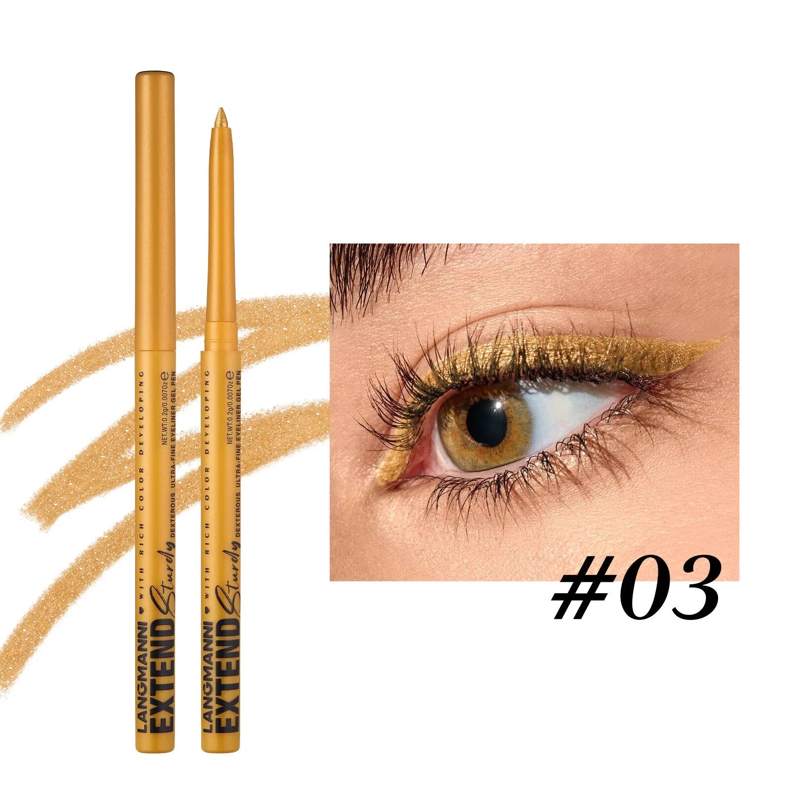 12 colourful gel glitter eyeliner pencils in vibrant shades with matte, glitter, metallic, and pearl effects