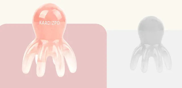 Pink natural resin octopus massage comb for periocular meridian stimulation with storage bag