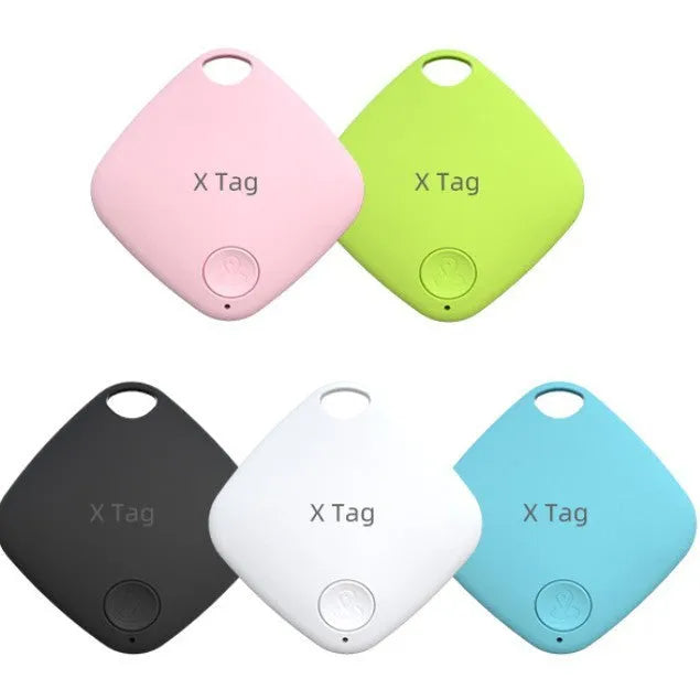 Diamond Global Bluetooth locator device in black, blue, green, pink, or white for anti-loss tracking of keys and pets.