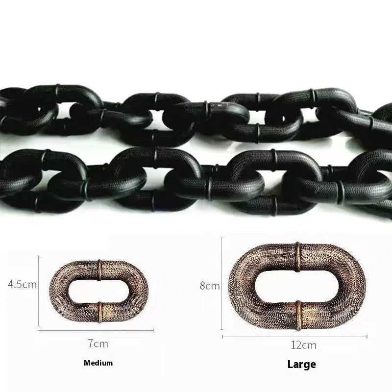 Metallic dog leash prop in bronze antique silver black colours with length options for video production