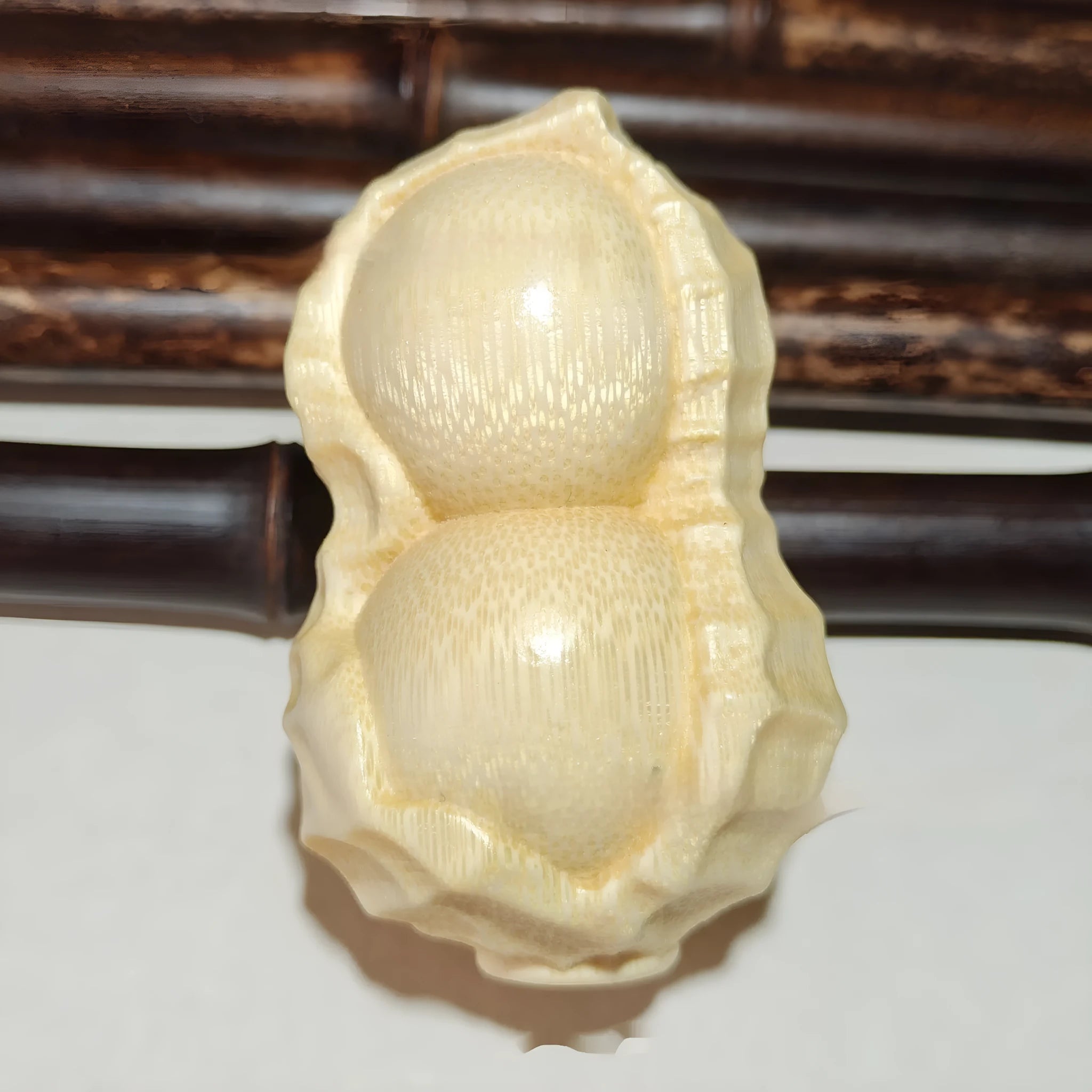 Solid bamboo carving peanut ornament in modern simplicity style for gift giving