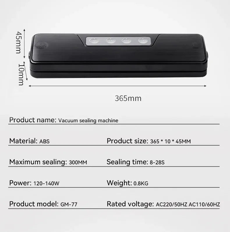 Small white automatic vacuum sealing machine for home food preservation on a kitchen counter.