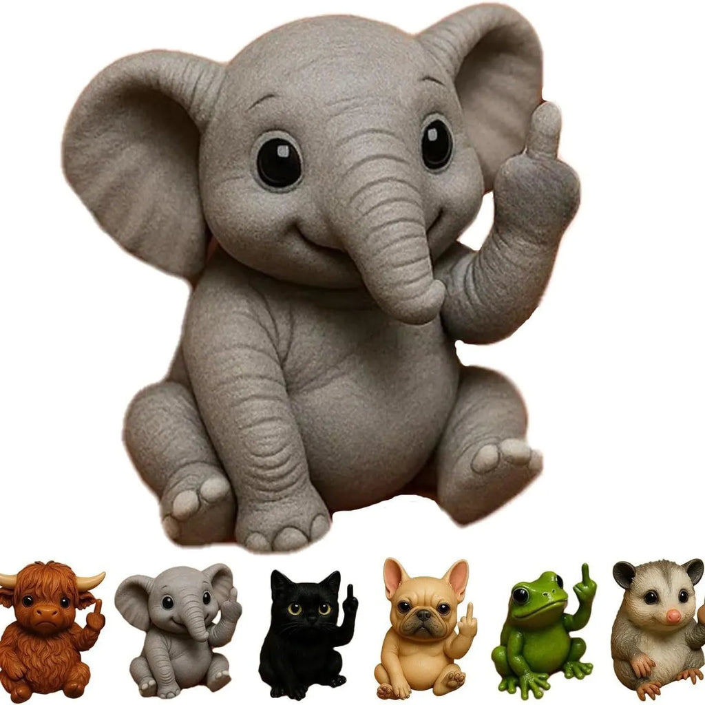 Mini resin animal middle finger doll showing dog style with detailed sculpting and humorous gesture