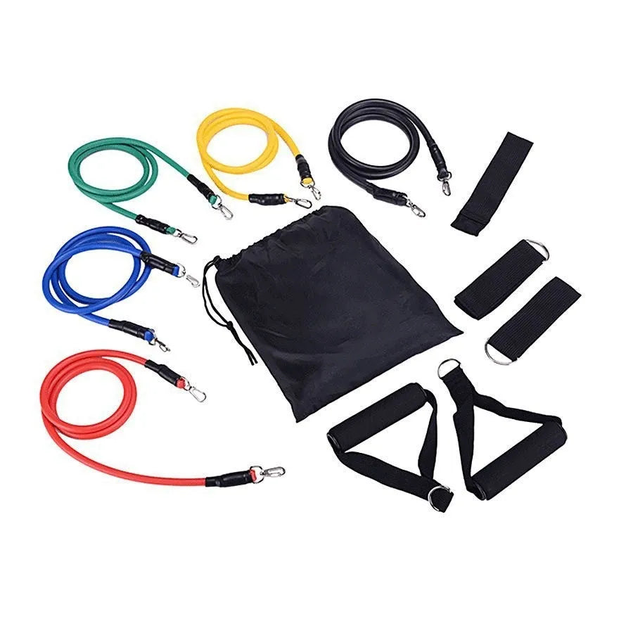 11-piece door sports pulling rope set with ABS construction shown with big hook and small hook variants