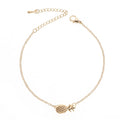 Women's alloy bracelet with pineapple fruit charm in gold or silver tone simple jewellery design