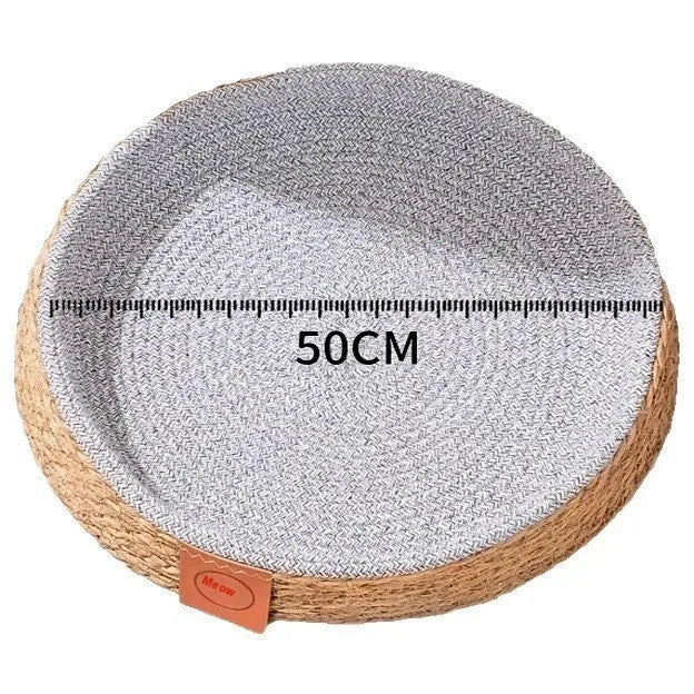 Natural rattan woven cat nest bed available in four different sizes for feline comfort