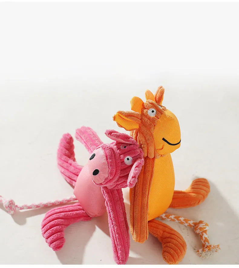 Plush dog toy in cow or pig cartoon design, 40x32cm, 135g, orange or pink, bite-resistant sounding toy