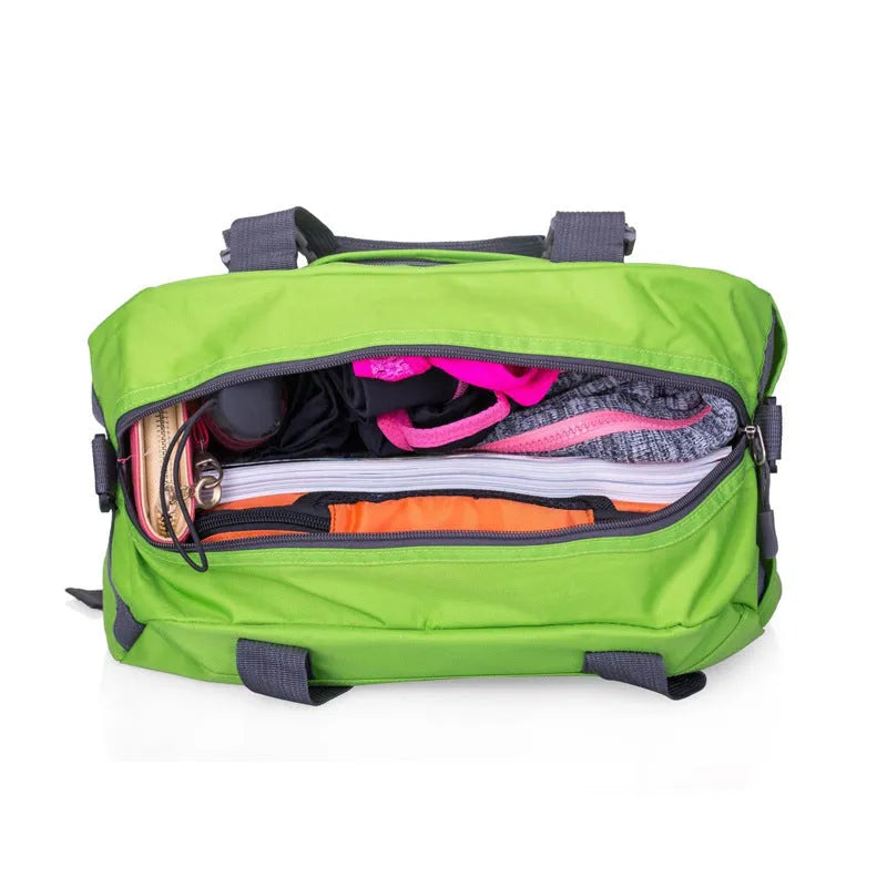 Nylon gym yoga sports holdall in chosen colour, shown in medium or large size option.