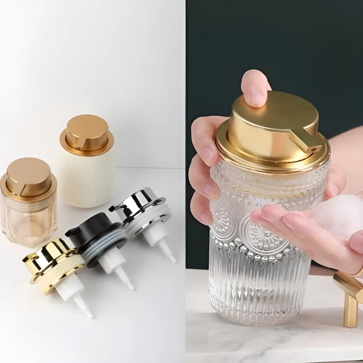 ABS plastic foam pump dispenser for facial cleanser in four colour options