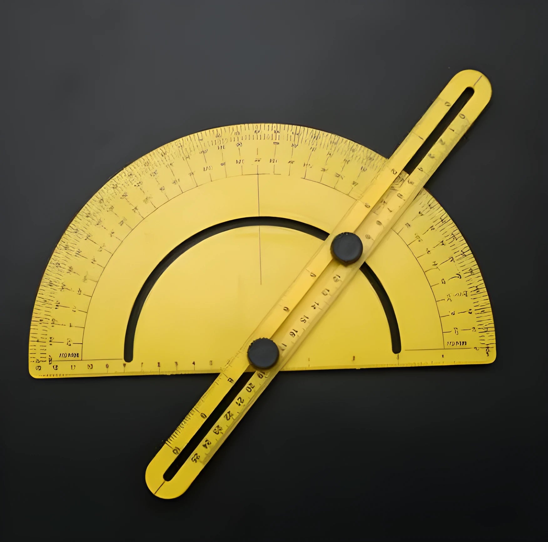 Plastic carpentry ruler with 180-degree angle measuring scale and 30cm length