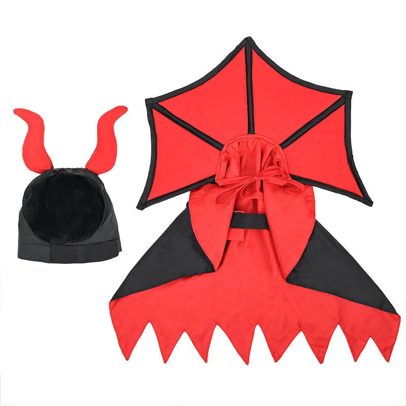Black polyester vampire cloak and hat costume for small dog or cat