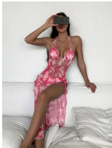 Three-piece printed bikini set in multicolour Pattern 12 polyester, sizes S to XL