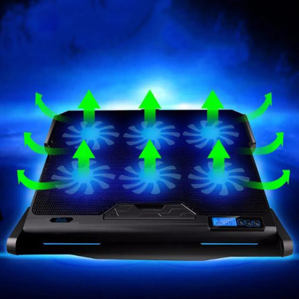 Metal mesh laptop cooling board in black, showing USB cable and raised design for notebook air cooling.