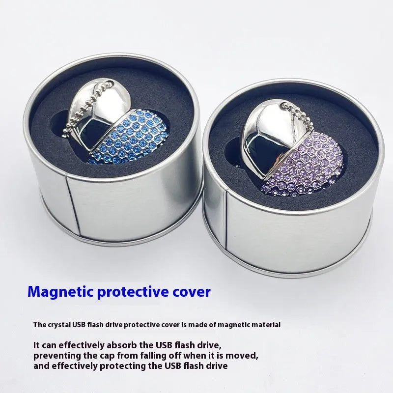 Creative heart-shaped brick-pattern USB flash drive with metal shell in various colours.