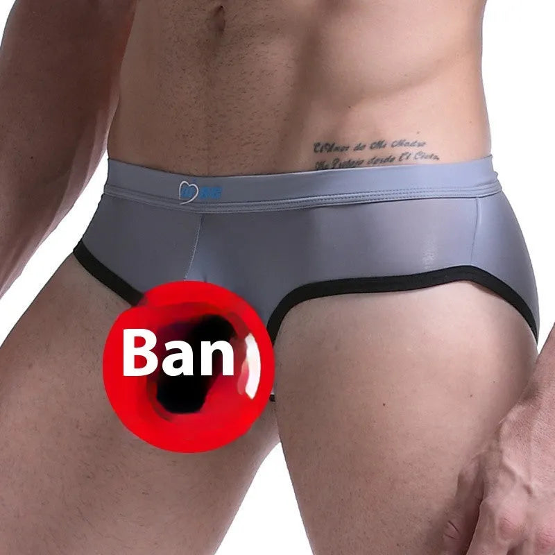 Men's ice silk briefs with bazooka bullet separation design in multiple colours
