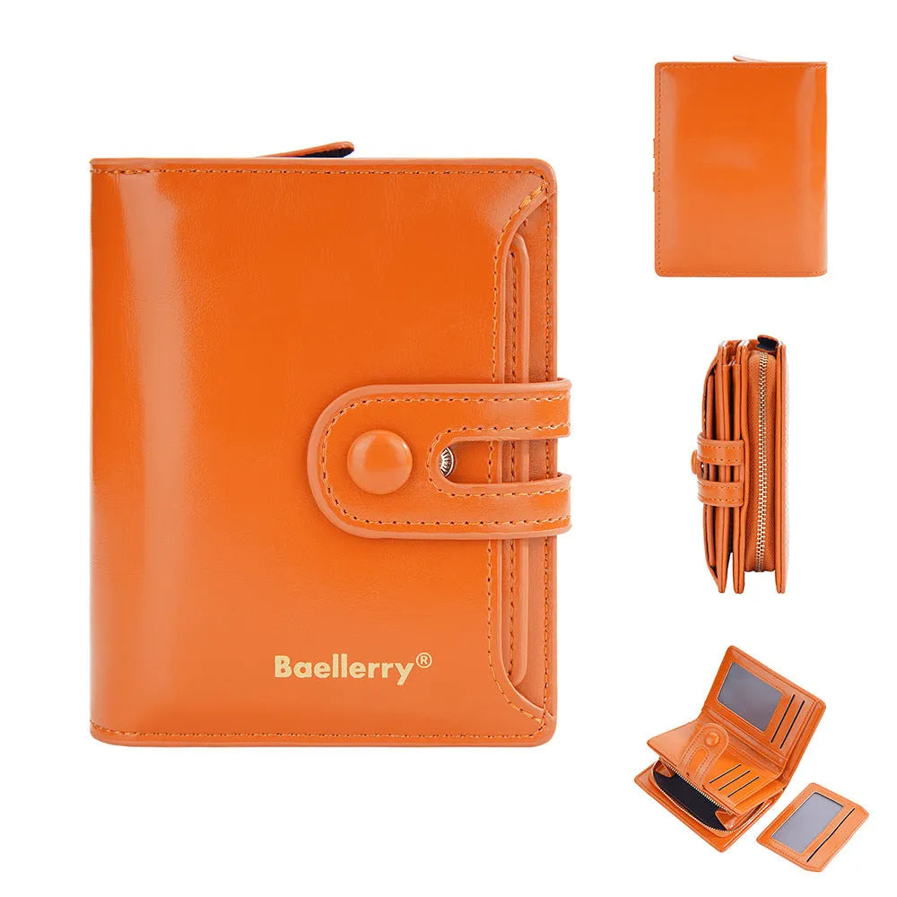 Women's PU leather card holder wallet in multiple colour options showing card pockets