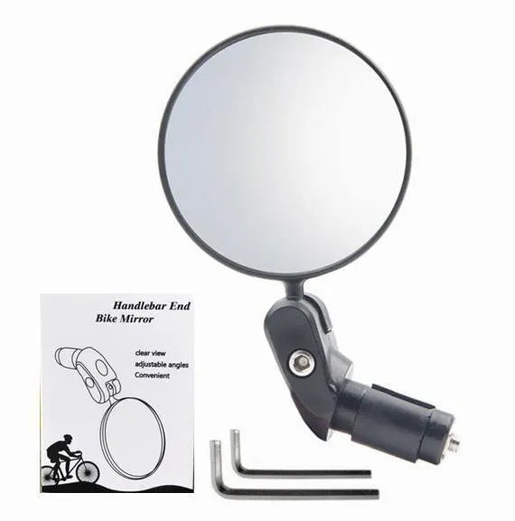 Black foldable convex rearview mirror with 7cm diameter reflector shown on a white background.