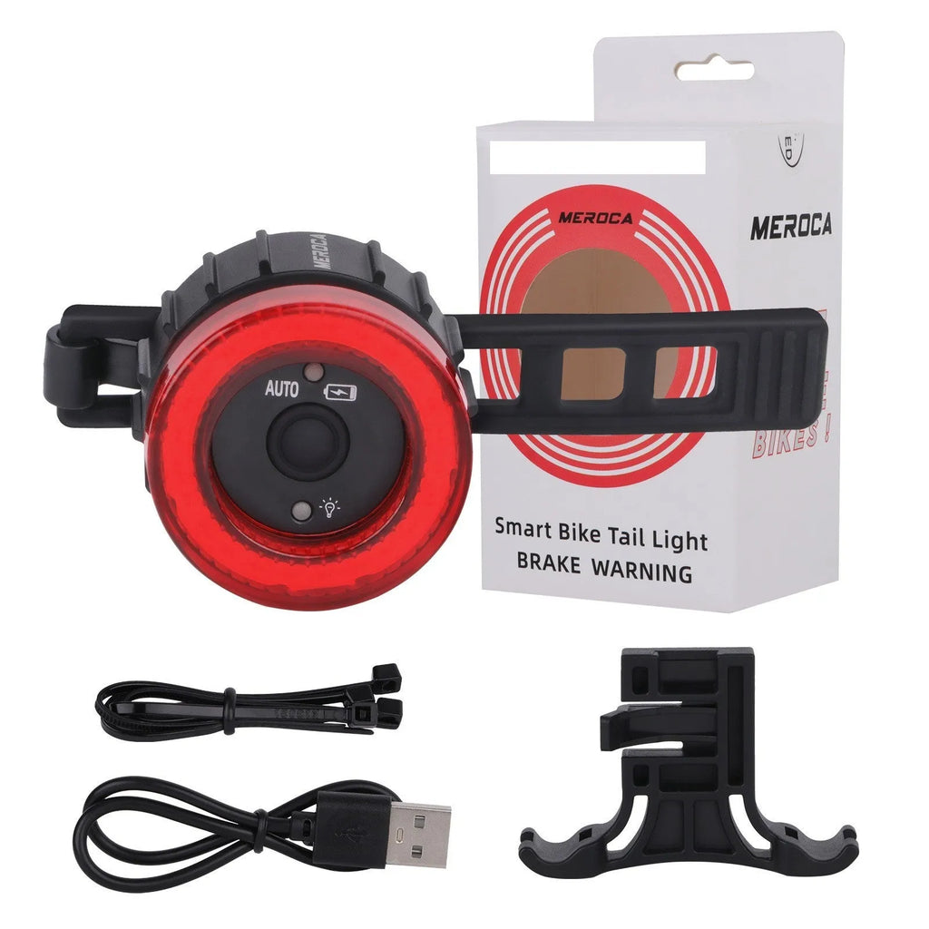 Black aluminium alloy intelligent induction brake taillight with seat tube mounting bracket