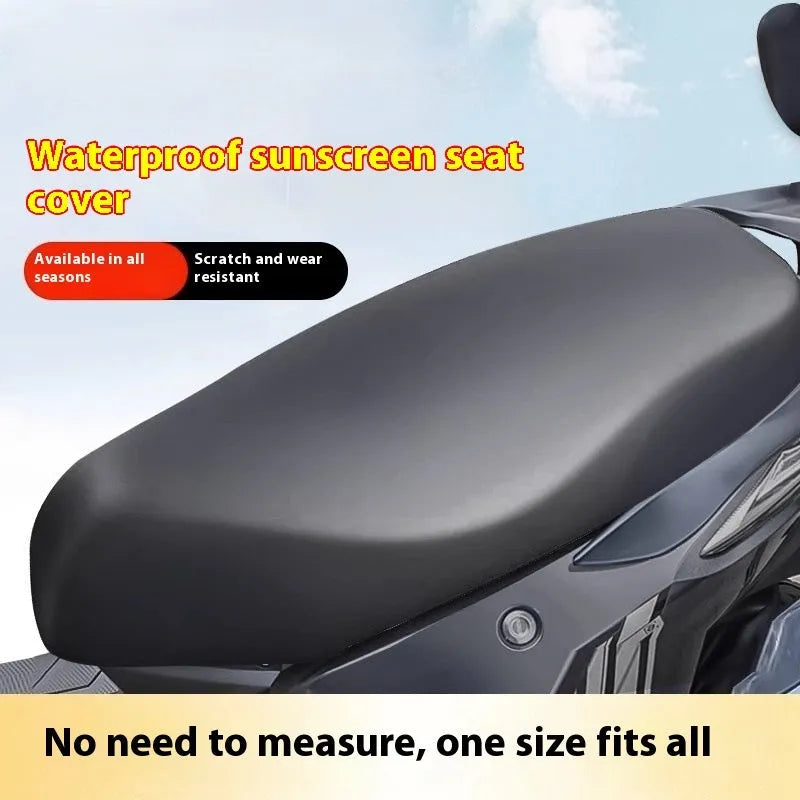 Black genuine leather all-inclusive seat cover for electric toy motorcycle seat, waterproof and four-season