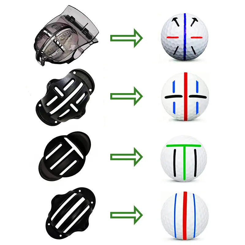 Golf putting alignment tool set with plastic scriber markers and drawing pens