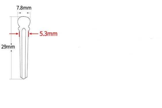 Six ebony folk guitar string nails with 5.3mm bayonet diameter and matt black finish