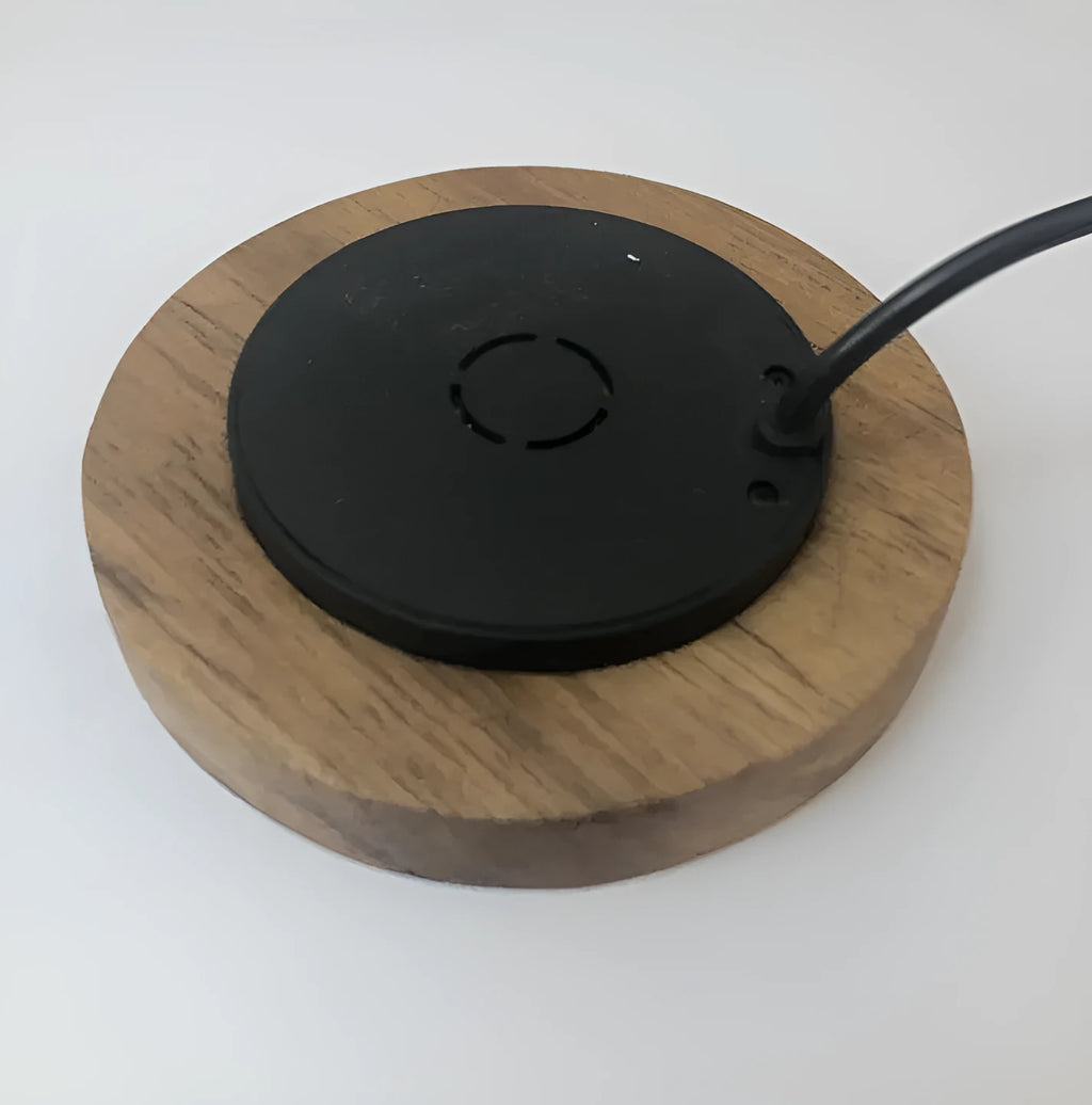 Black 60mm round wireless charger for embedded furniture installation