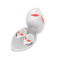 Creative Outer T8 Starman alien design Bluetooth headset with red LED lights and charging case.