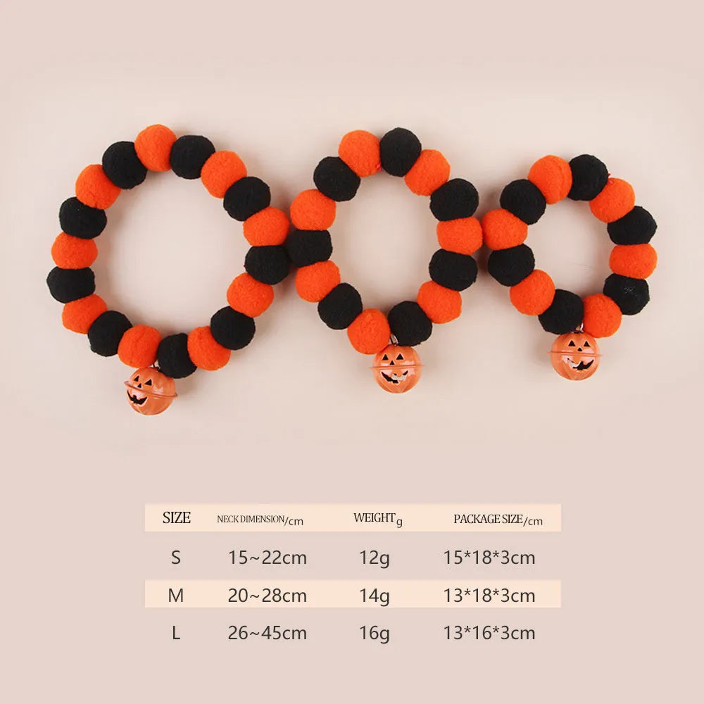 Orange and black Halloween pumpkin design on an adjustable cat collar for trick-or-treat.