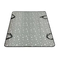 Car pet mat for rear seat protection with water resistant cloth in dog bone print pattern