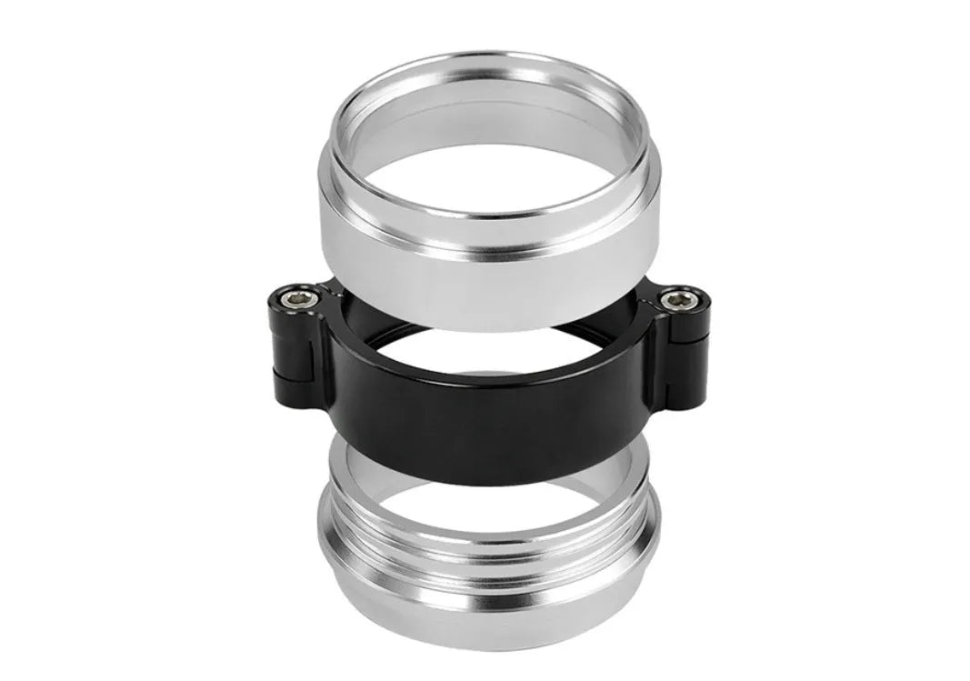 Aluminium turbocharger exhaust v-band clamp in black, blue or red for 2-inch to 4-inch downpipes