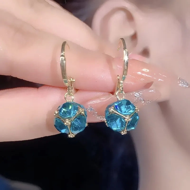 Copper geometric earrings with zircon stones and electroplated rose detail in various colour options for women