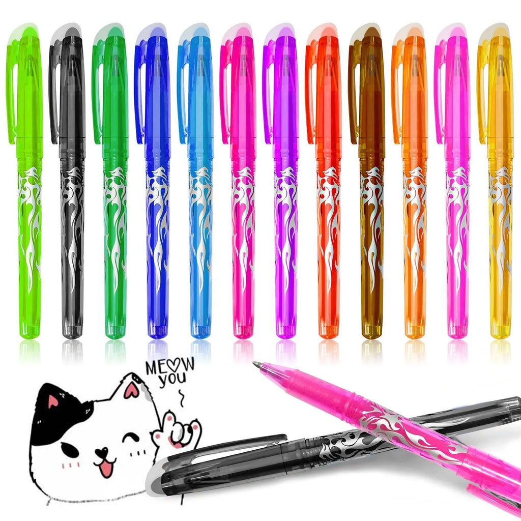 Set of heat-erasable gel pens with plastic shells and choice of 0.5mm or 0.7mm nibs in a 12 or 8 colour pack.