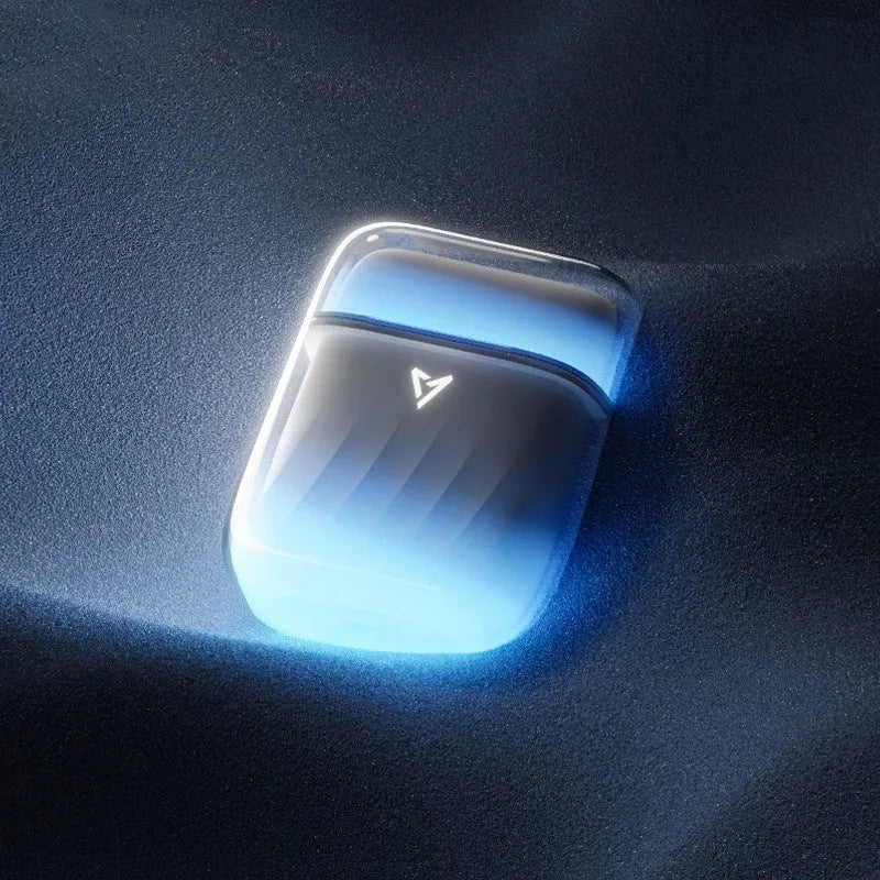 Active noise cancellation sport gaming Bluetooth headset with charging compartment, Bluetooth 5.4, IP54, in Black Orange or Blue White.
