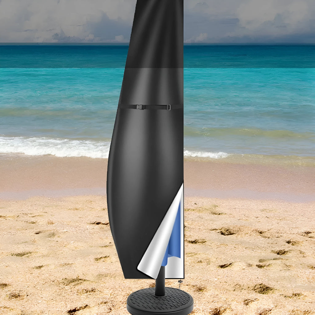 Waterproof outdoor offset banana umbrella cover in Oxford cloth showing black and grey colour options