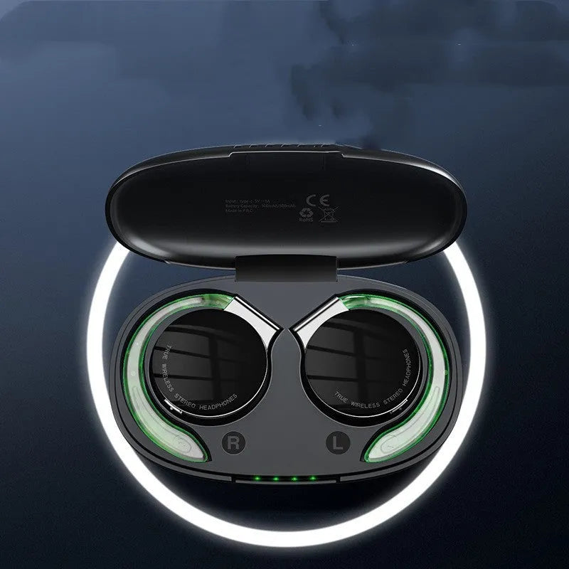 Black and white bilateral stereo wireless Bluetooth earphones with power display and NFC function