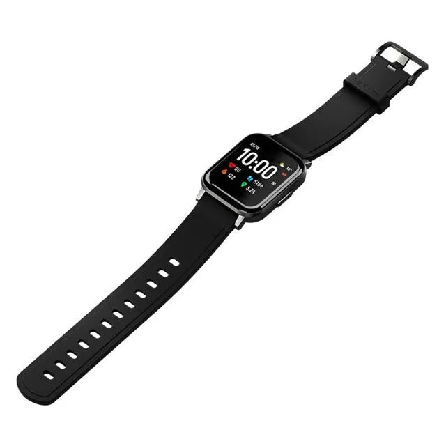 Black waterproof smart bracelet with 1.4-inch touchscreen and silicone strap on wrist