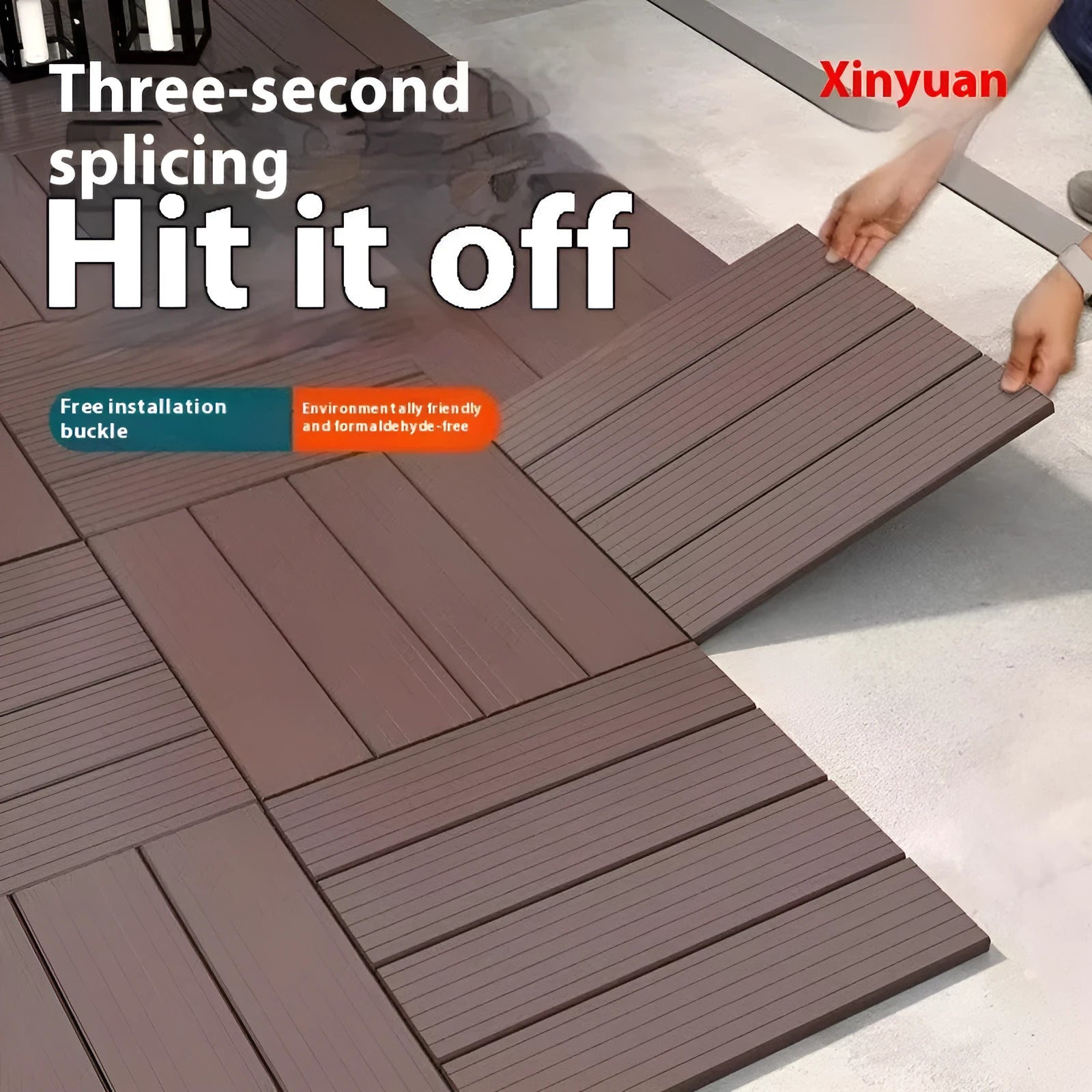 300x300mm plastic flooring tile with wood grain finish and non-slip wear-resistant surface