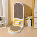 Grey L-shaped vertical cat scratching board with sisal surface mounted on a wall