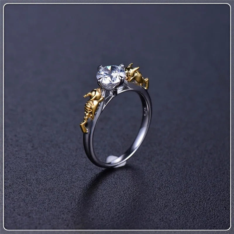 Black gold copper crown ring for cosplay and costume events on a size 8 finger.